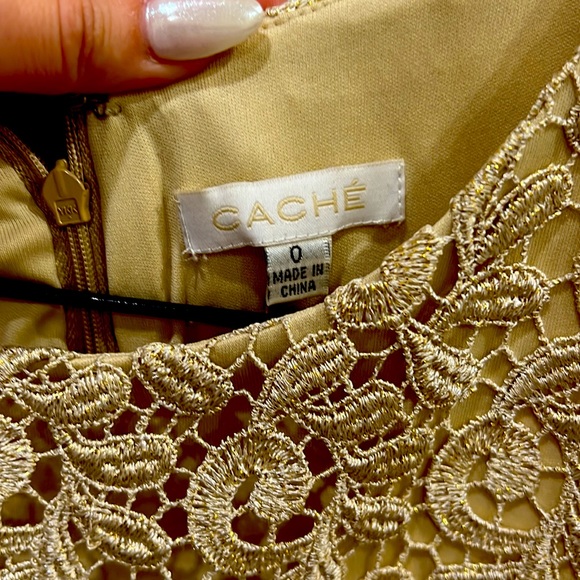 Caché dress, tan and gold color, good condition - Picture 4 of 7